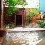 【斐】内湯と庭の樽風呂